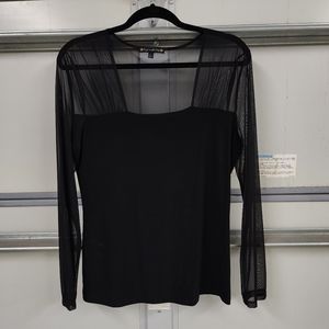 Large Black Sheer Long Sleeved Top